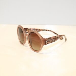 Round Women's Sunglasses in Taupe with Marbled Temples